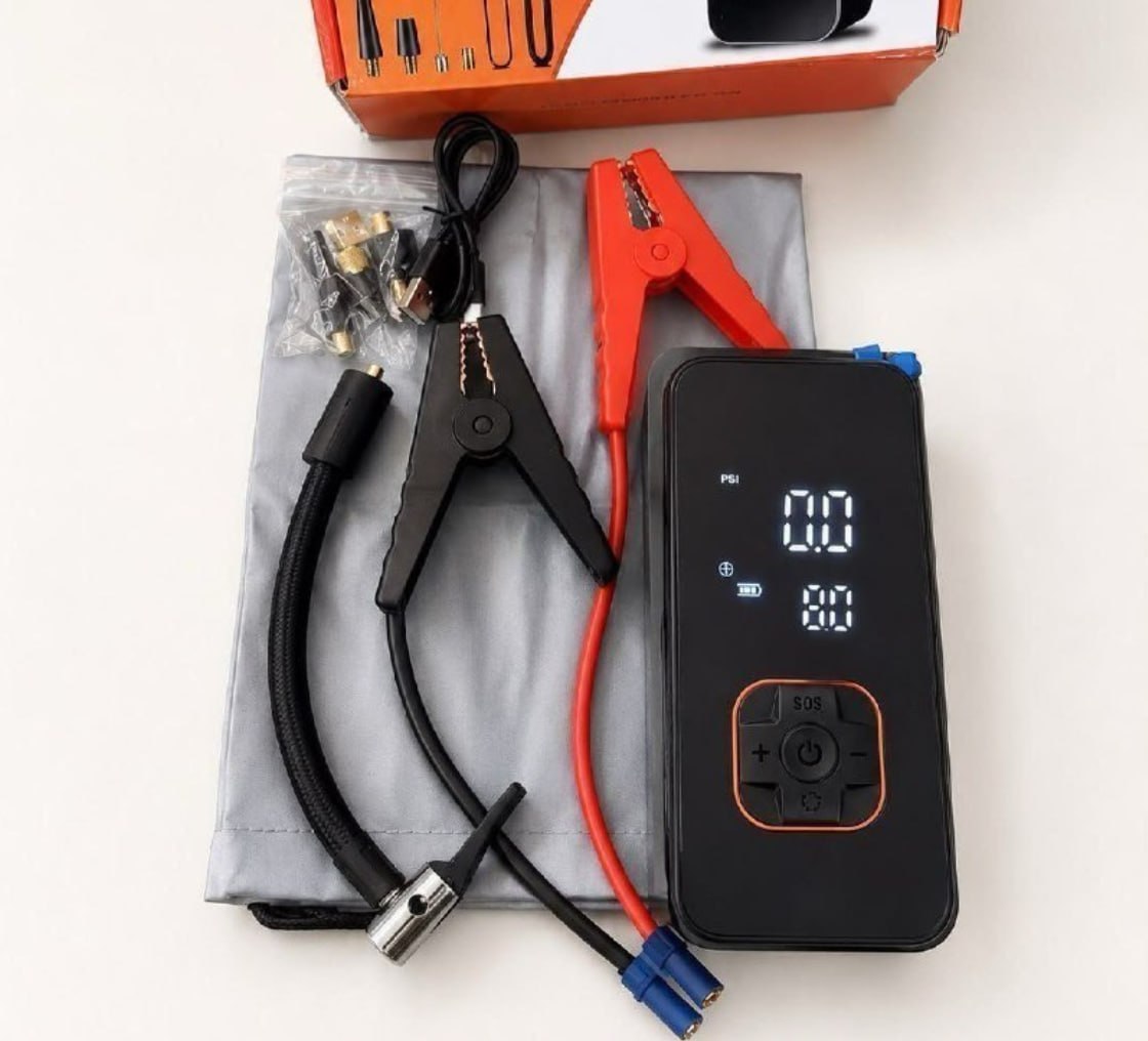 ✅ Kit Compressor de Ar Compacto 150 Psi + Auxiliar de Partida + Powerbank