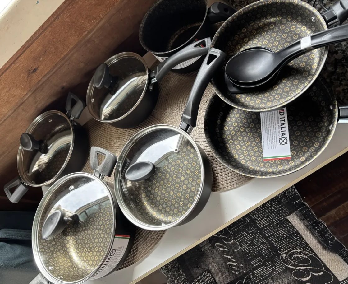 🍲 Jogo De Panelas Ditália Black Gold Antiaderente 10 Peças