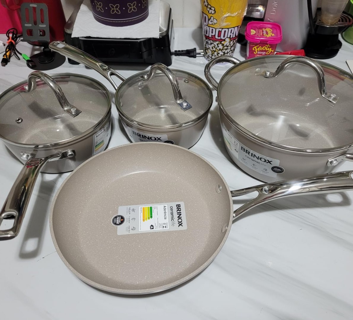 š„ Conjunto de Panelas Brinox Antiaderente Essenza Nude 4 PeƧas Indução