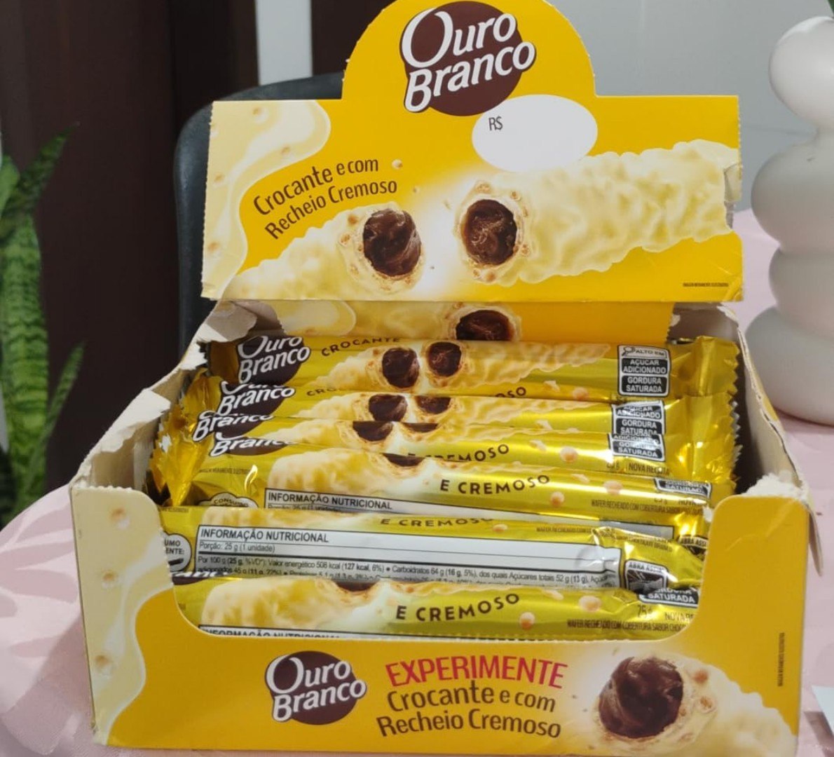 🍫 Ouro Branco - Stick Wafer Recheado pacote com 15 unidades