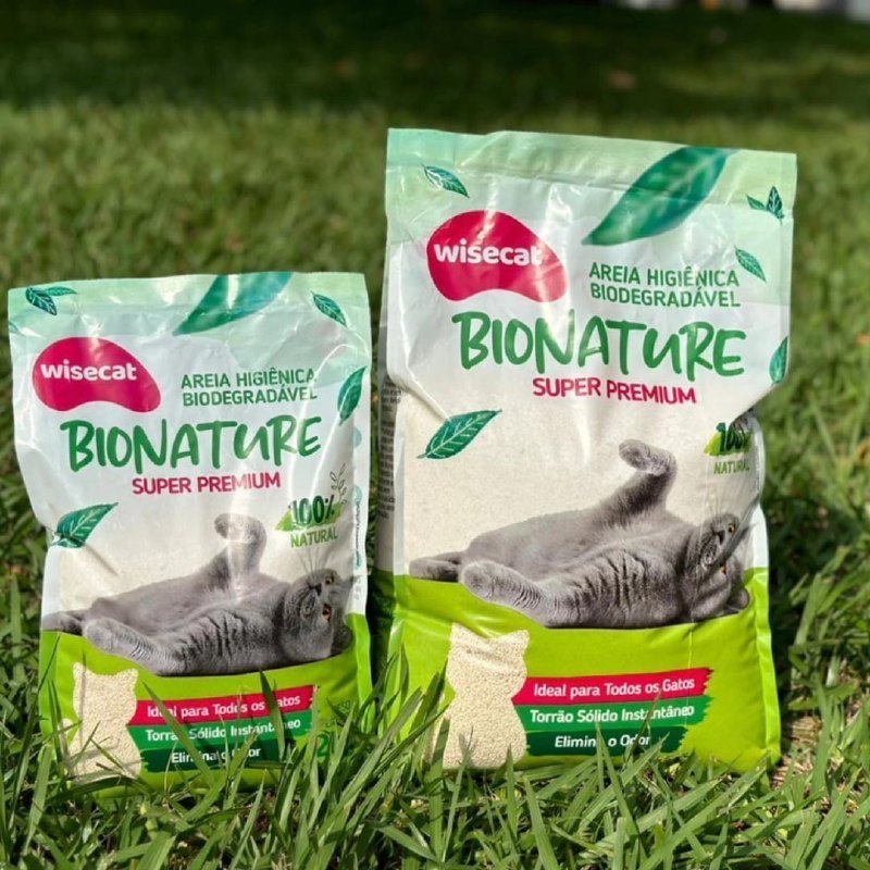 😸 Bionature Areia Higiênica para Gatos Biodegradável Wisecat 2kg