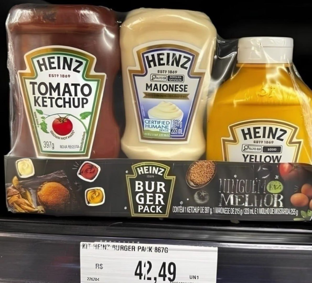 ✅ Heinz Pack Hamburguer Ketchup 397g + Maionese 215g + Mostarda 255g