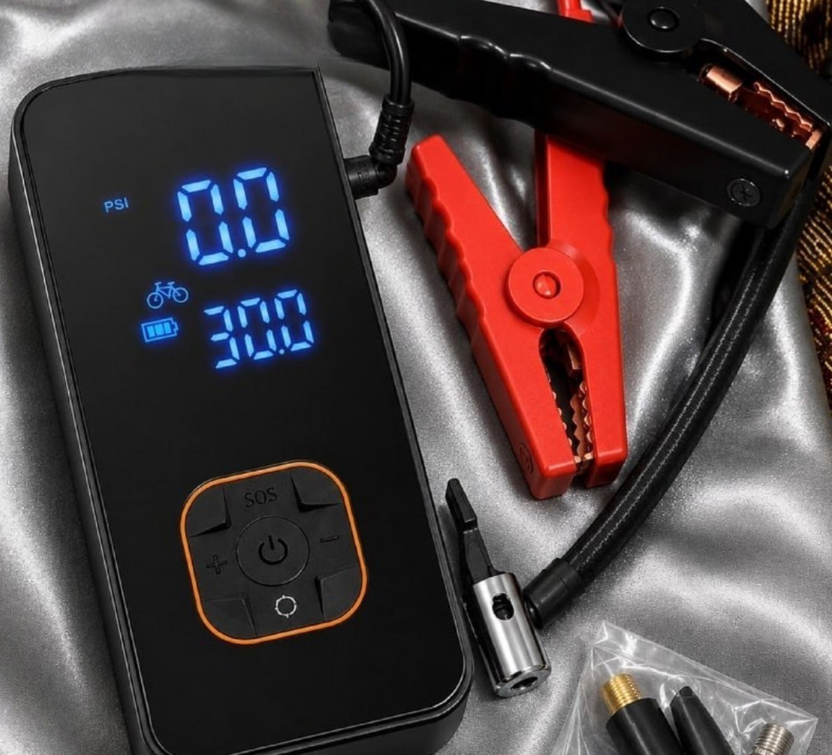 ✅ Bomba Elétrica Portátil Digital Auxiliar de Partida e Powerbank