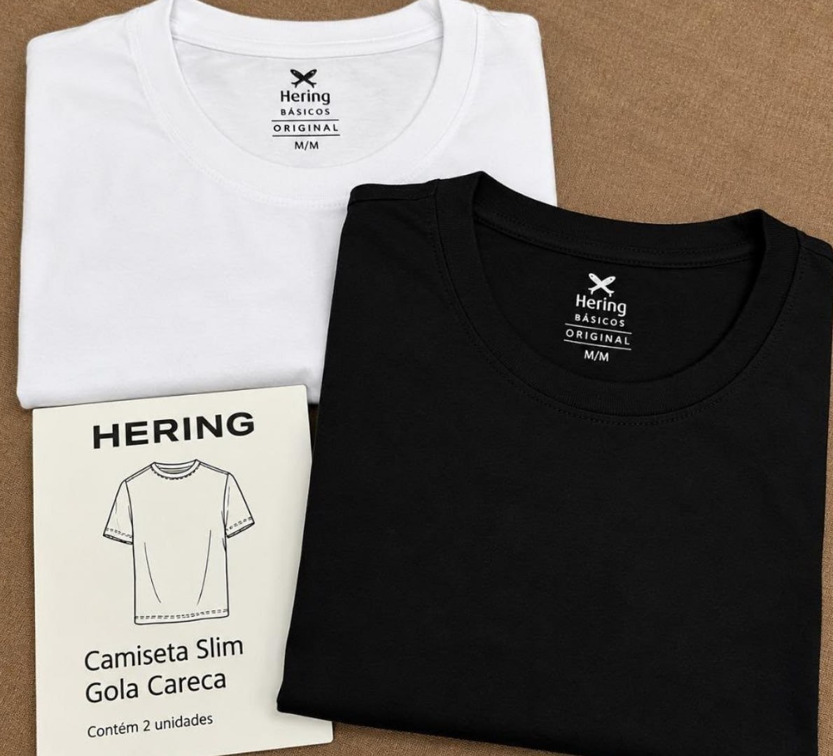 👕 Kit 2 Camisetas Básicas Slim Hering