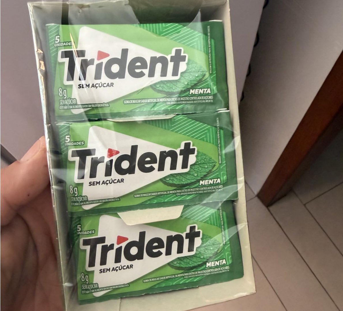 🍬 Chiclete Trident Menta Sem Açúcar - Caixa com 21 unidades