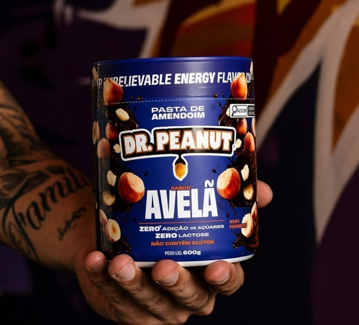🥜 Pasta de Amendoim com Whey Dr. Peanut, Avelã, 600g