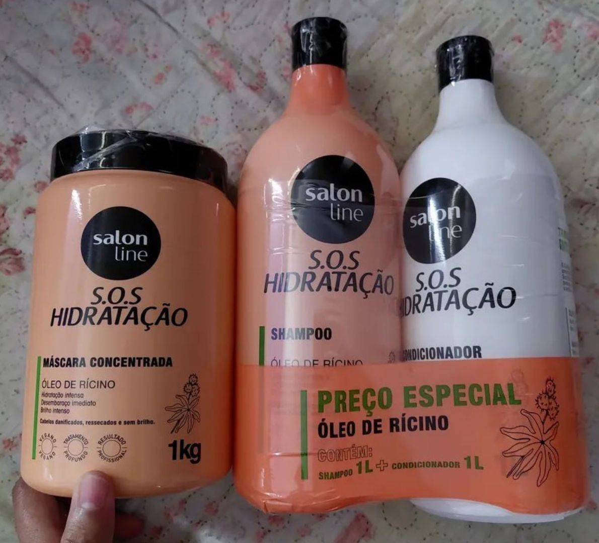 🧴 Kit Shampoo e Condicionador 1L + Máscara 1KG - SOS Hidratação Salon Line