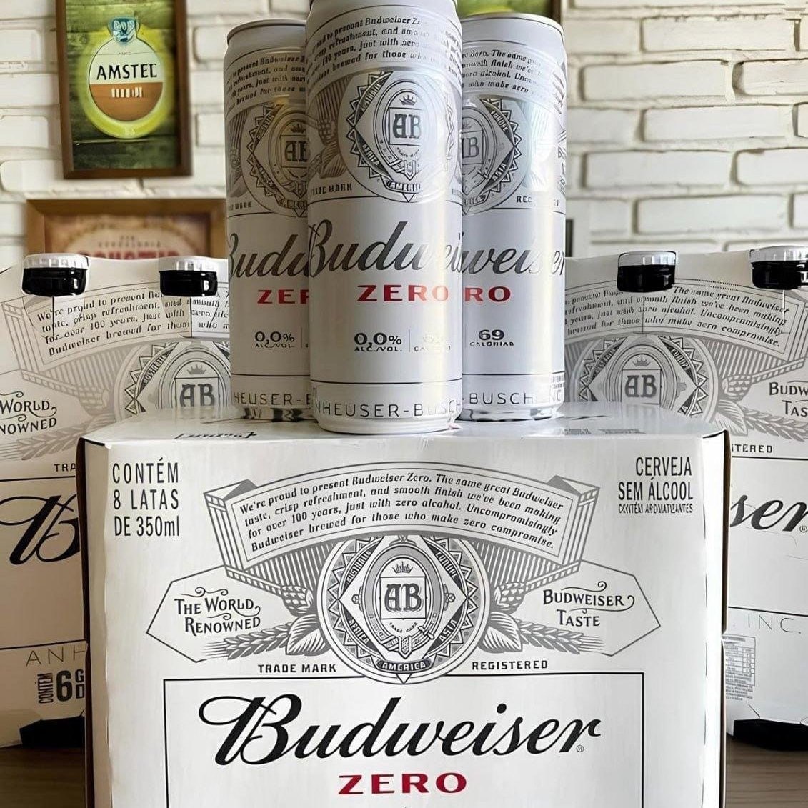 🍺 Pack 8 unids. Cerveja Budweiser Zero Álcool, 350ml, Lata