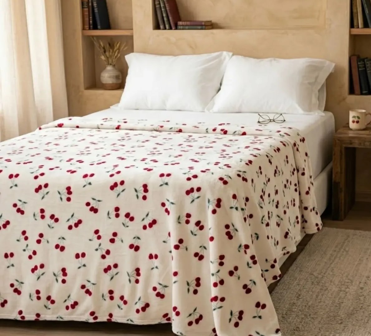 🛏 Manta Casal Microfibra Antialérgica Cereja