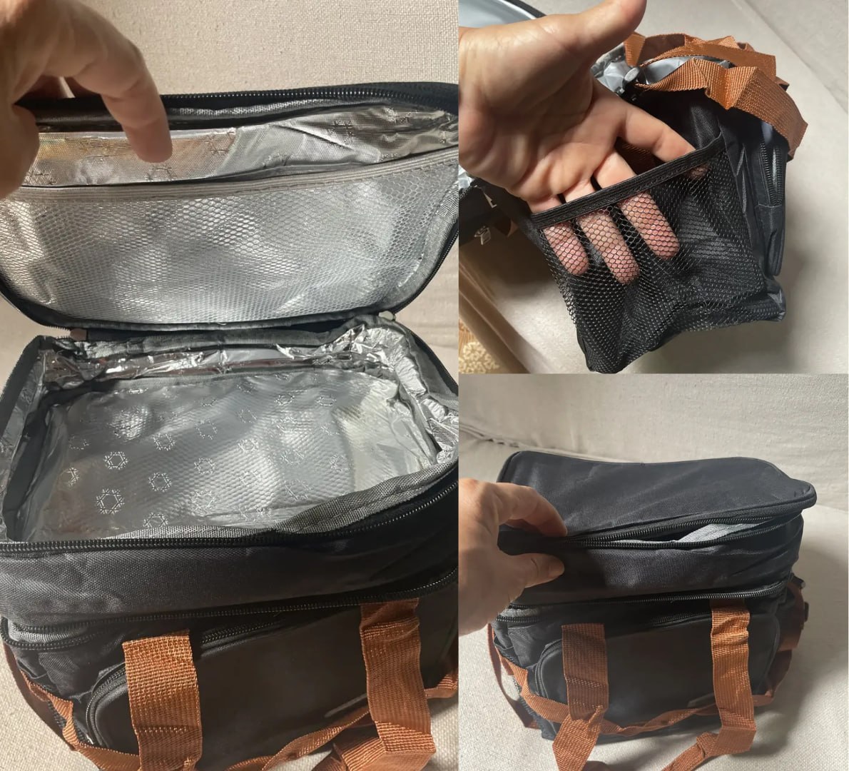 ✅ Bolsa Térmica Lancheira Alça Transversal Ajustável Removível, 2 Compartimentos
