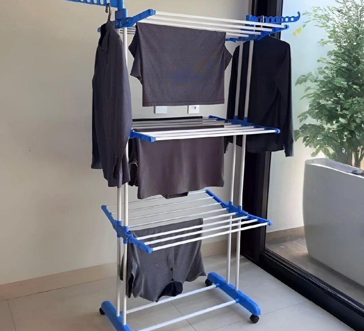✅ Varal De Chão Grande De Roupas 3 Andares Dobrável Kontuz
