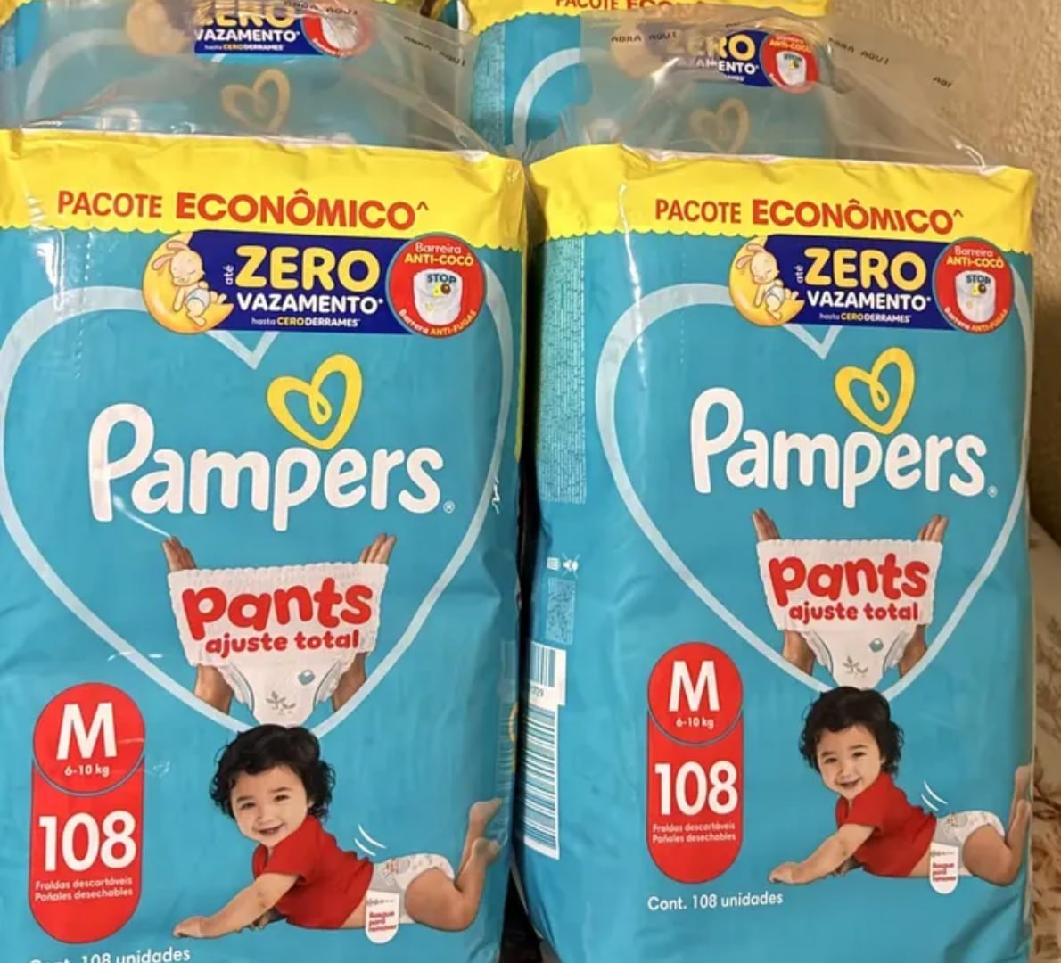 🚼 Fralda Pampers Pants Ajuste Total Tamanho M, 108 Un.