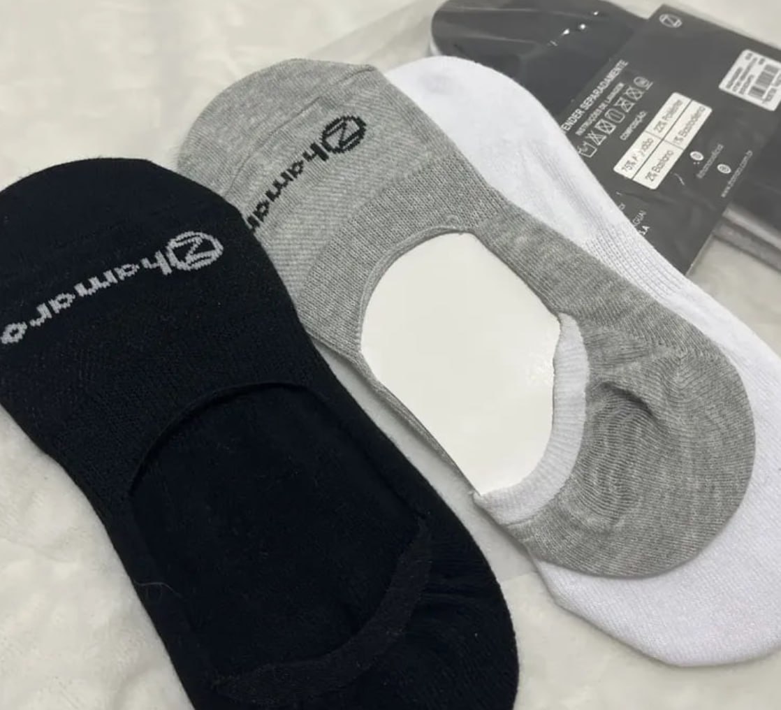 🧦 Kit 10 Pares Meias Zhamaro Premium Sapatilha Invisível (5 Opções de Cores)