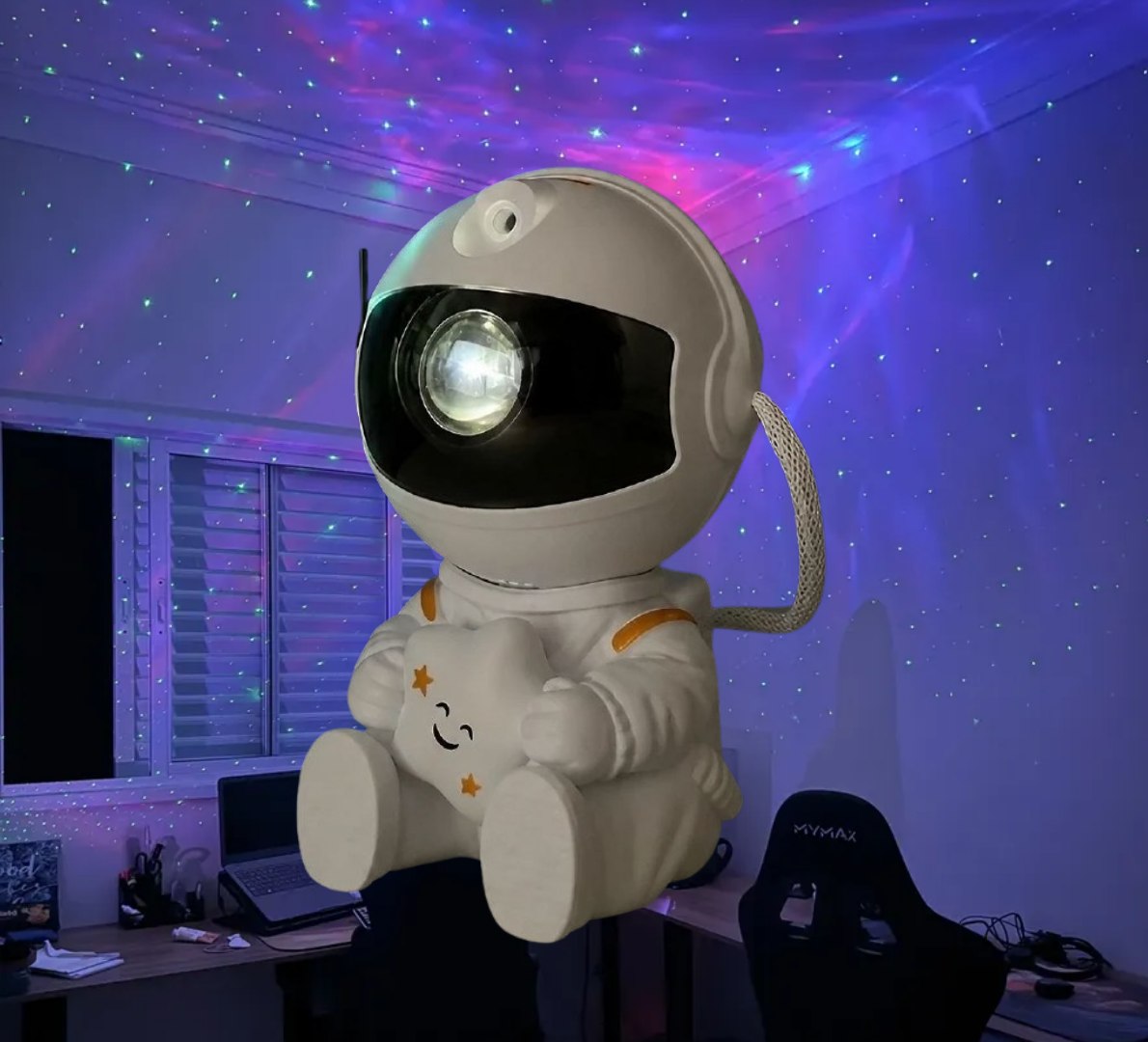 🌟 Projetor Astronauta de Galáxia e Estrelas LED Com Controle Remoto USB
