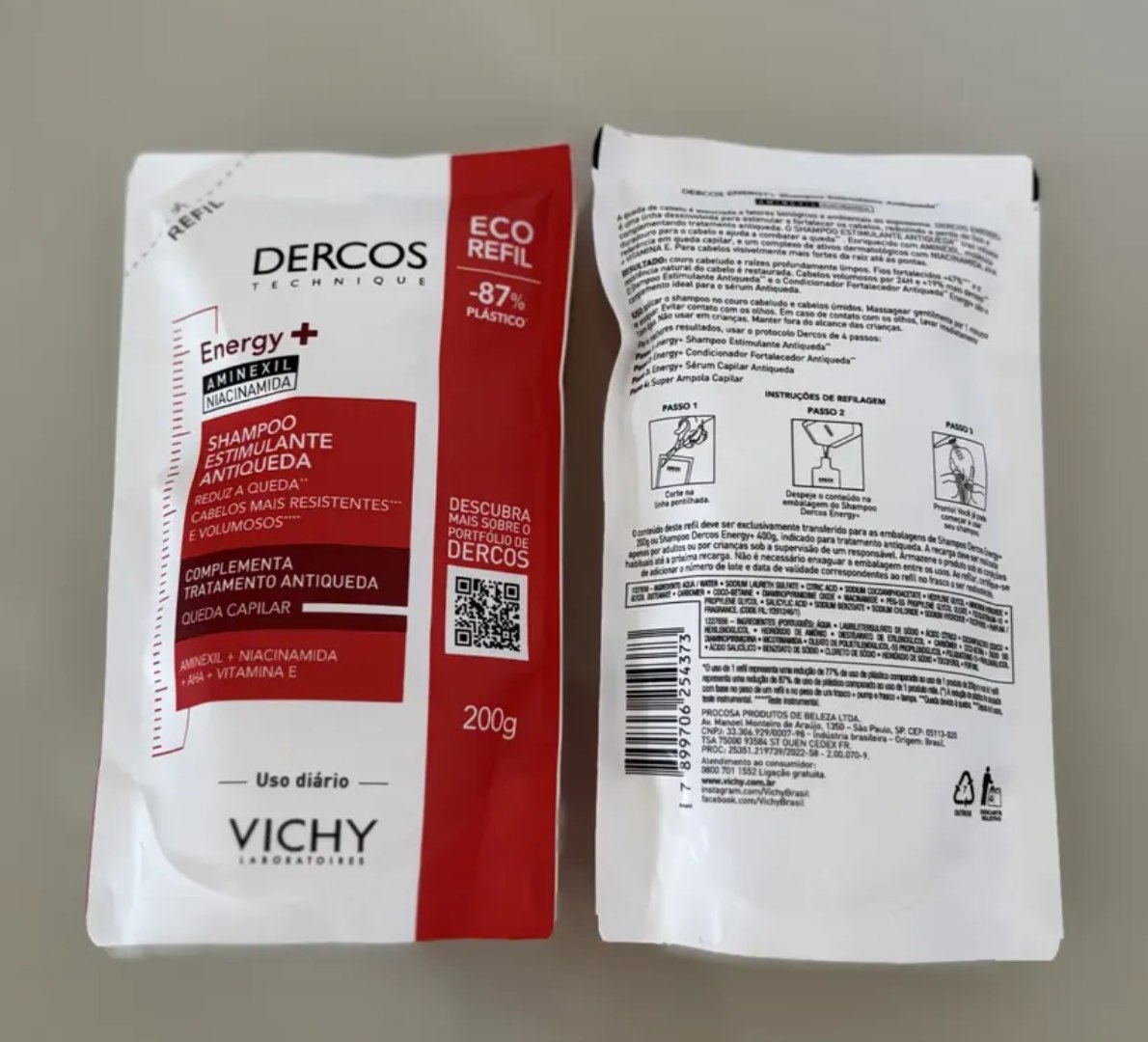 🫧 Refil Shampoo Antiqueda Estimulante com Aminexil Dercos Energy+ Vichy 200g