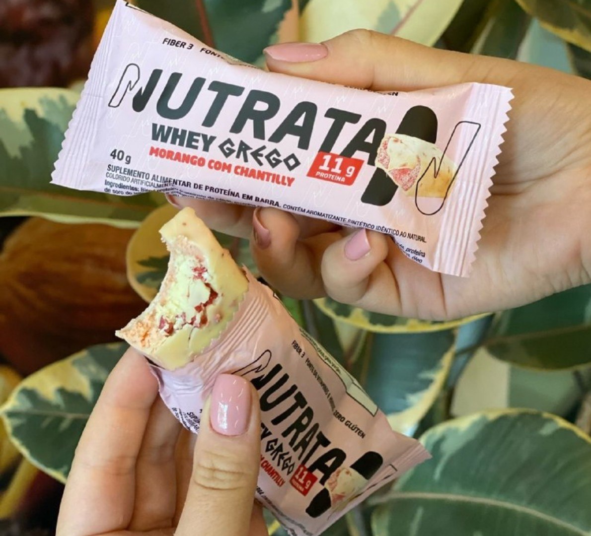 💪 Barra Whey Grego Morango com Chantilly Nutrata 40g - 12 unidades