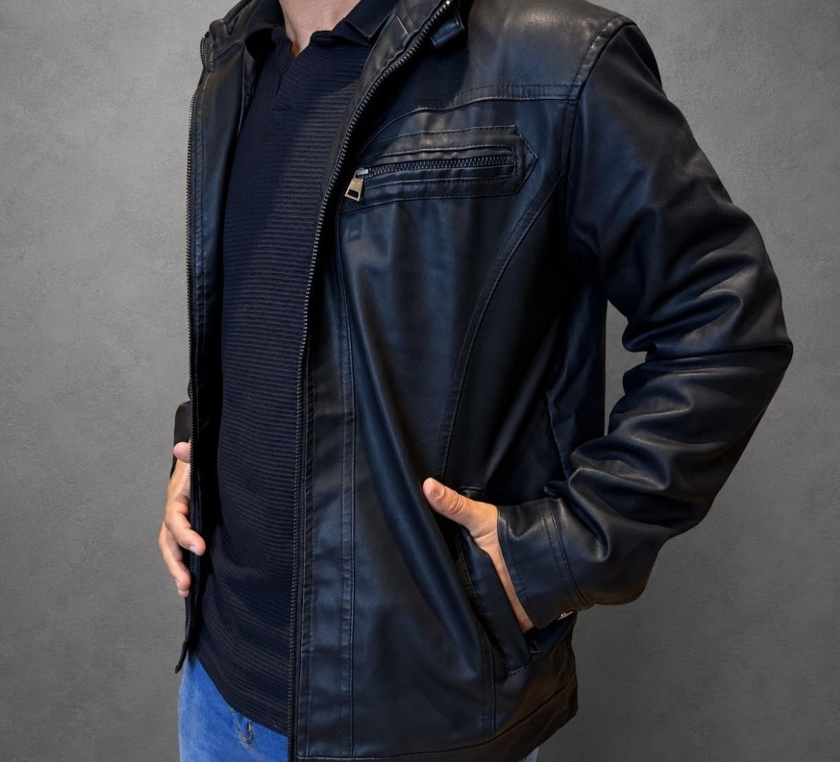 🧥 Jaqueta Couro Slim Forrada