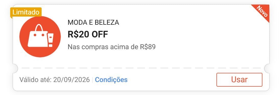 🚨 NOVO CUPOM SHOPEE EM MODA E BELEZA 🚨