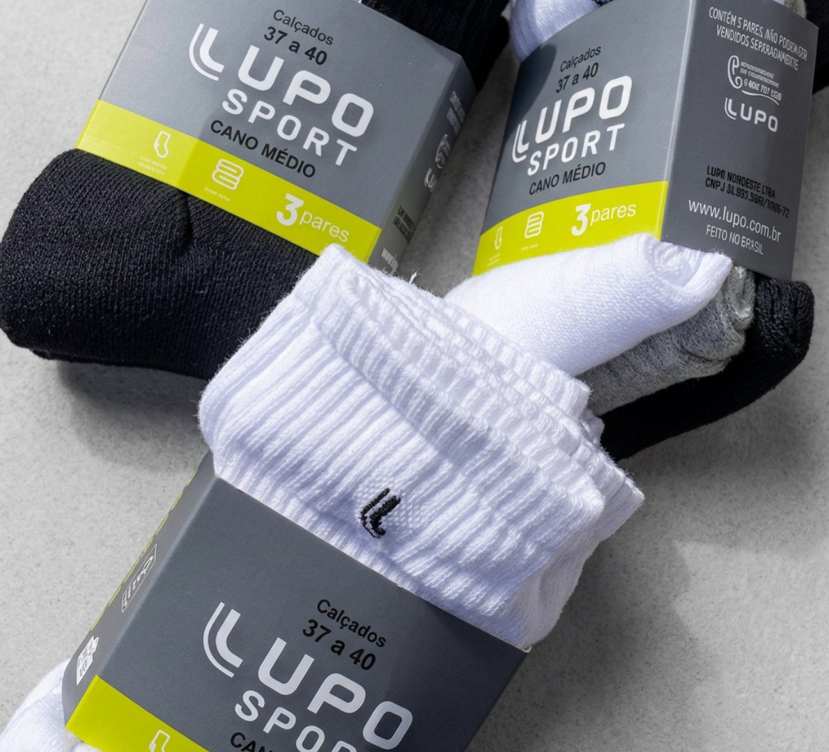 🧦 Kit 6 Pares Meias Lupo Cano Médio