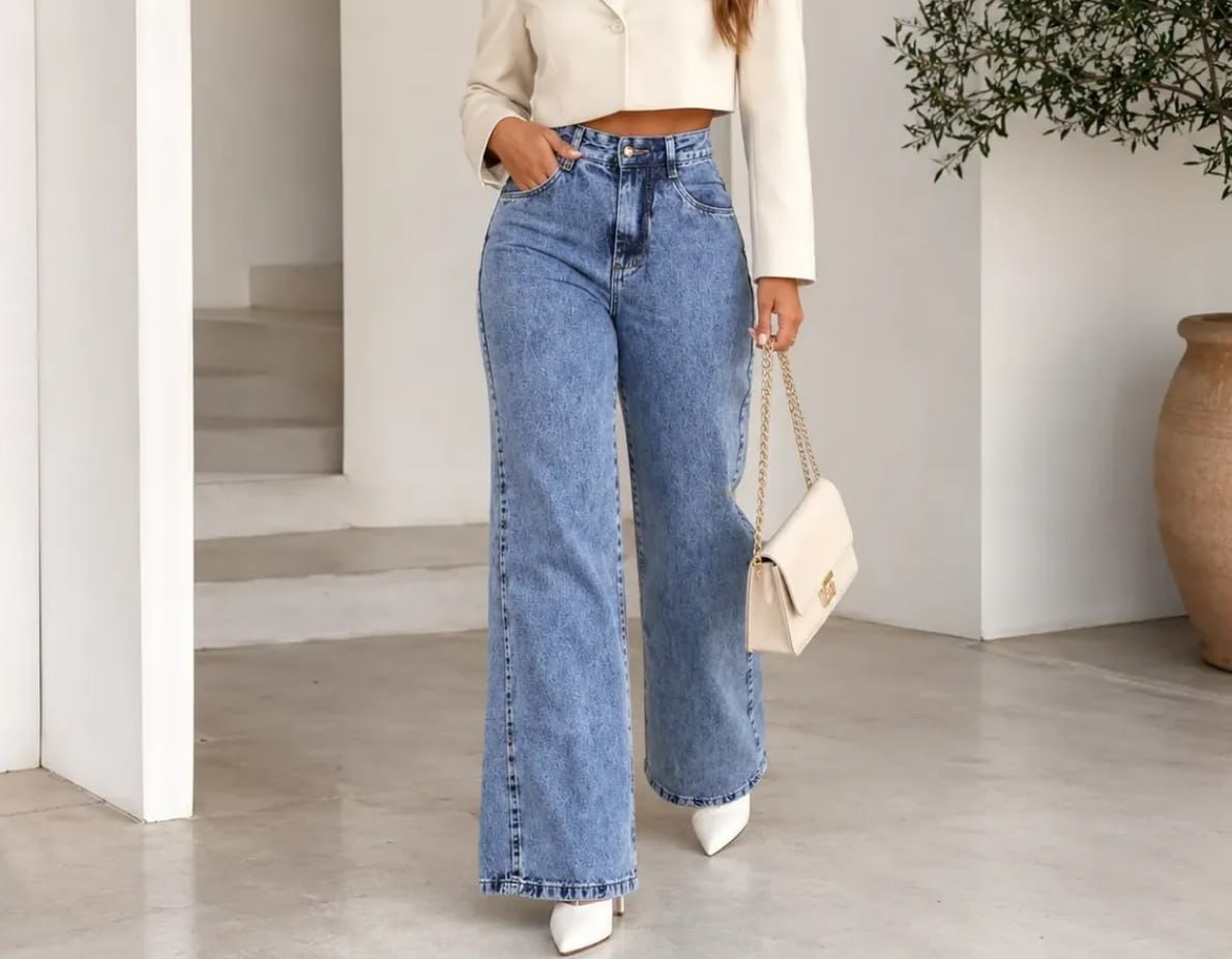 👖 Calça Jeans Wide Leg Cintura Alta