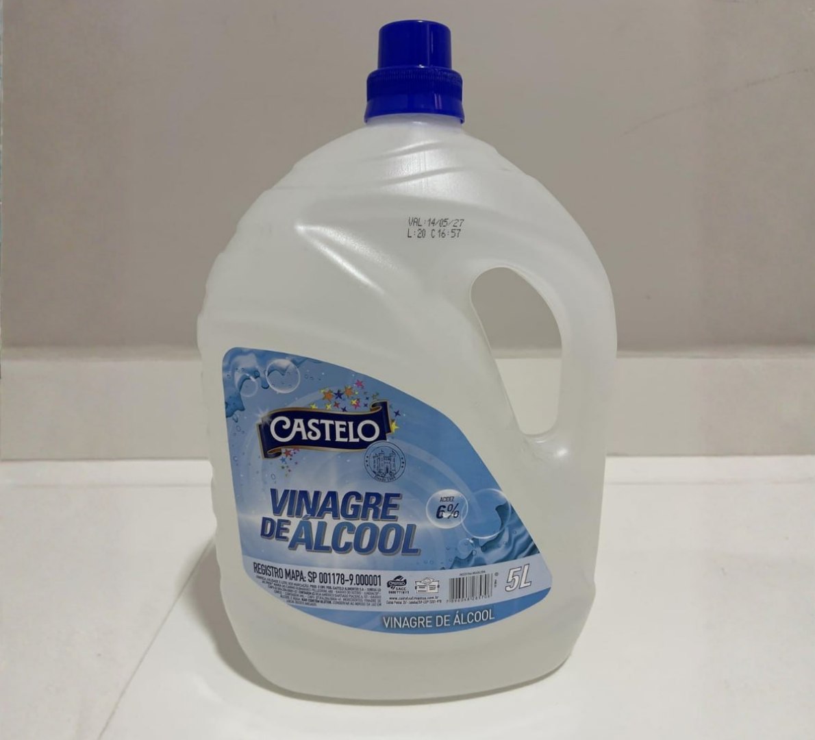 ✅ Vinagre de Álcool Concentrado 6% Castelo 5L