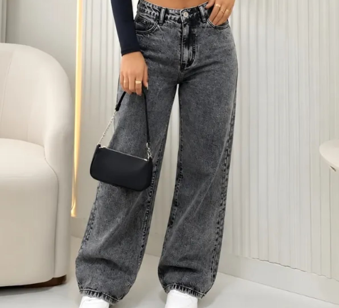 👖 Calça Jeans Wide Leg Cintura Alta (3 cores)