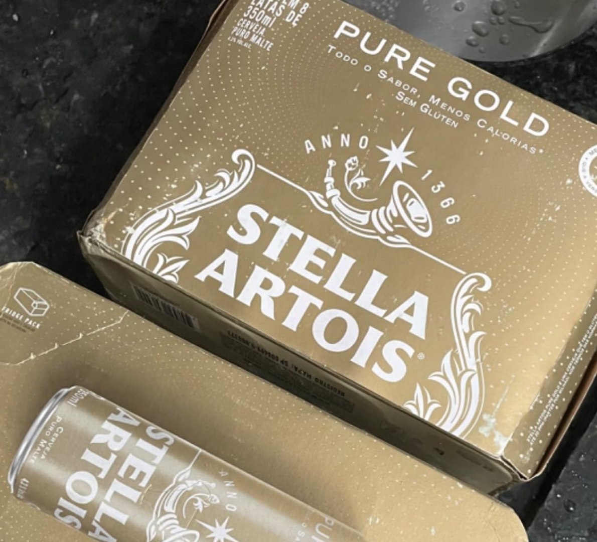 🍺 Pack Cerveja Stella Artois Pure Gold Lata 350ml - Caixa 8 unidades