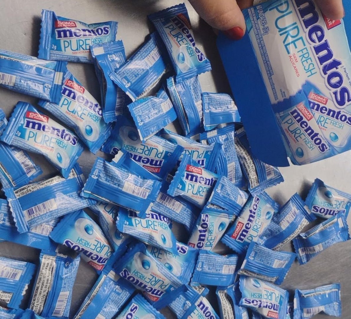 🍬 Gomas de Mascar, Mentos, Pure Fresh Mint, Sem Açúcar - Monopeça | 60 Unidades