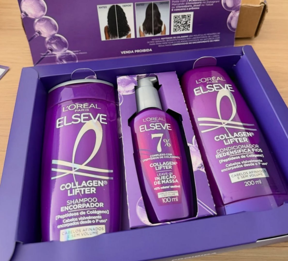 🫧 Kit L'Oréal Paris Elseve Collagen Lifter: Shampoo + Condicionador + Sérum