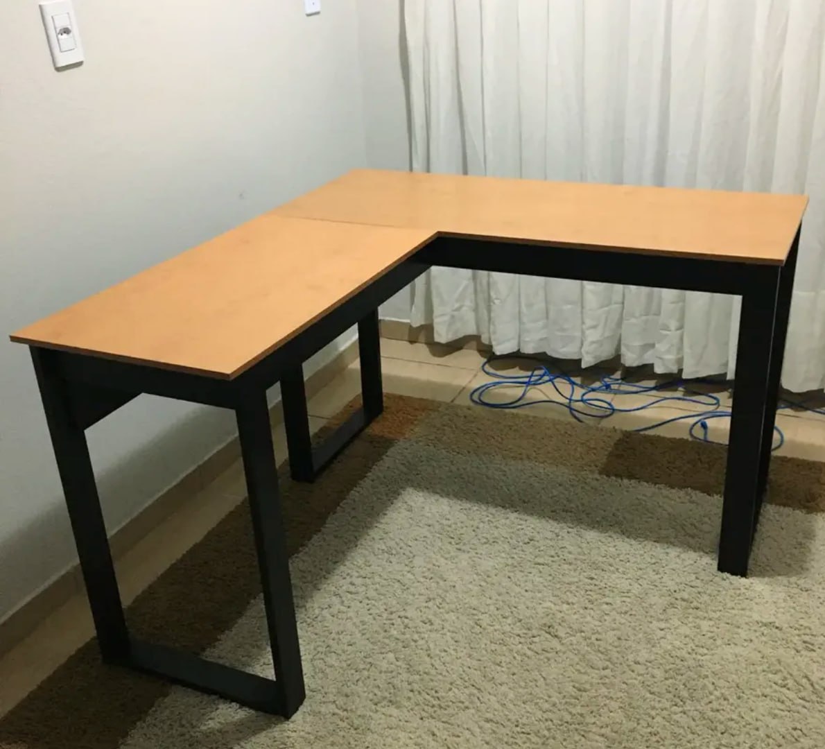 ✅ Escrivaninha Industrial Berlim Em L, MDF, Cor Canela