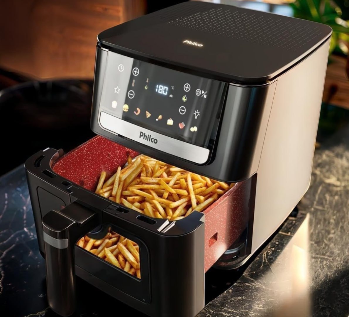🍟 Air Fryer Philco 6,5L Visor Glass e Redstone 1700W - 220v