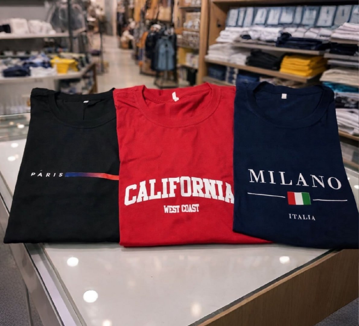 👕 Kit 3 Camisetas Algodão Milano Paris Califórnia