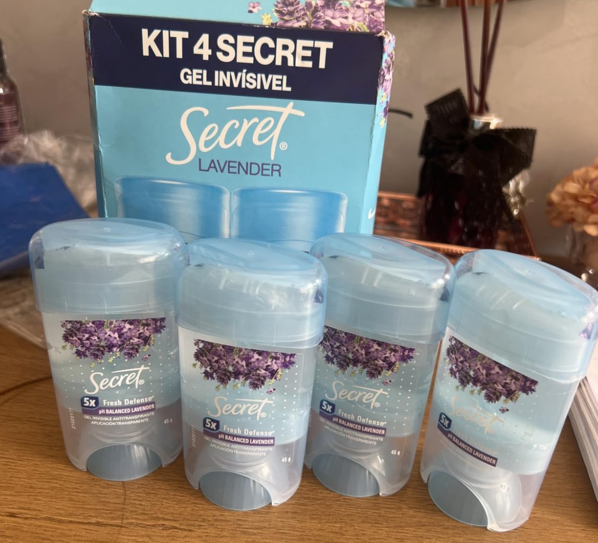 🪻 Secret Desodorante em Gel Invisível Antitranspirante Lavanda - 4 Unidades