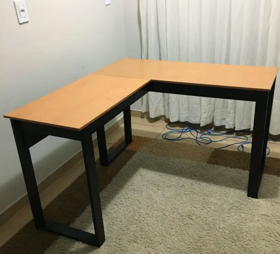 ✅ Escrivaninha Industrial Berlim Em L, MDF, Cor Canela