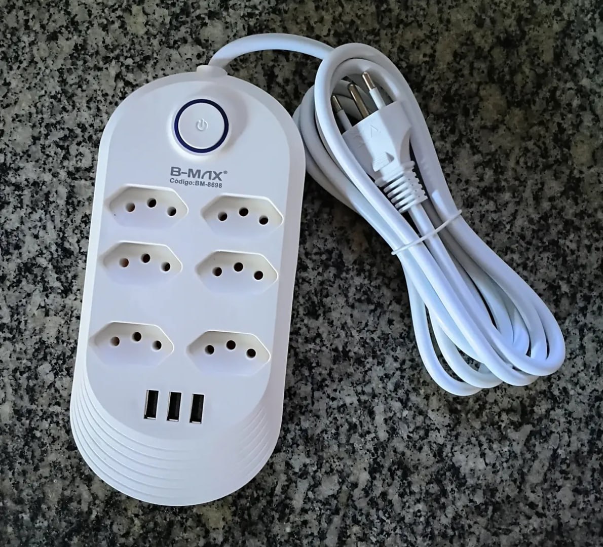🔌 Filtro de Linha Betahome com 6 Tomadas e 3 USB para 2500W Bivolt
