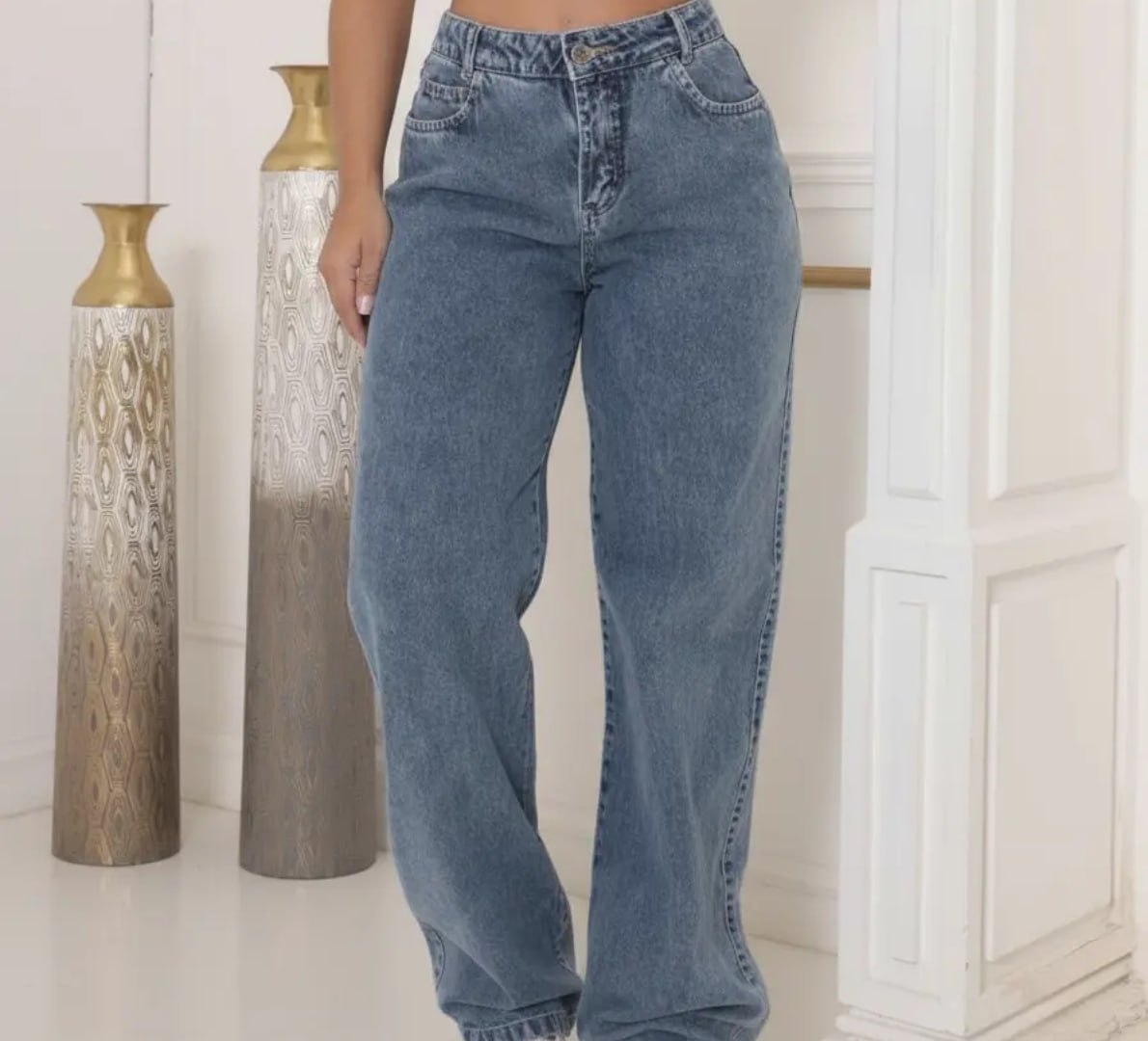 👖 Calça Jeans Wide Leg Cintura Alta Sem Lycra Stillge