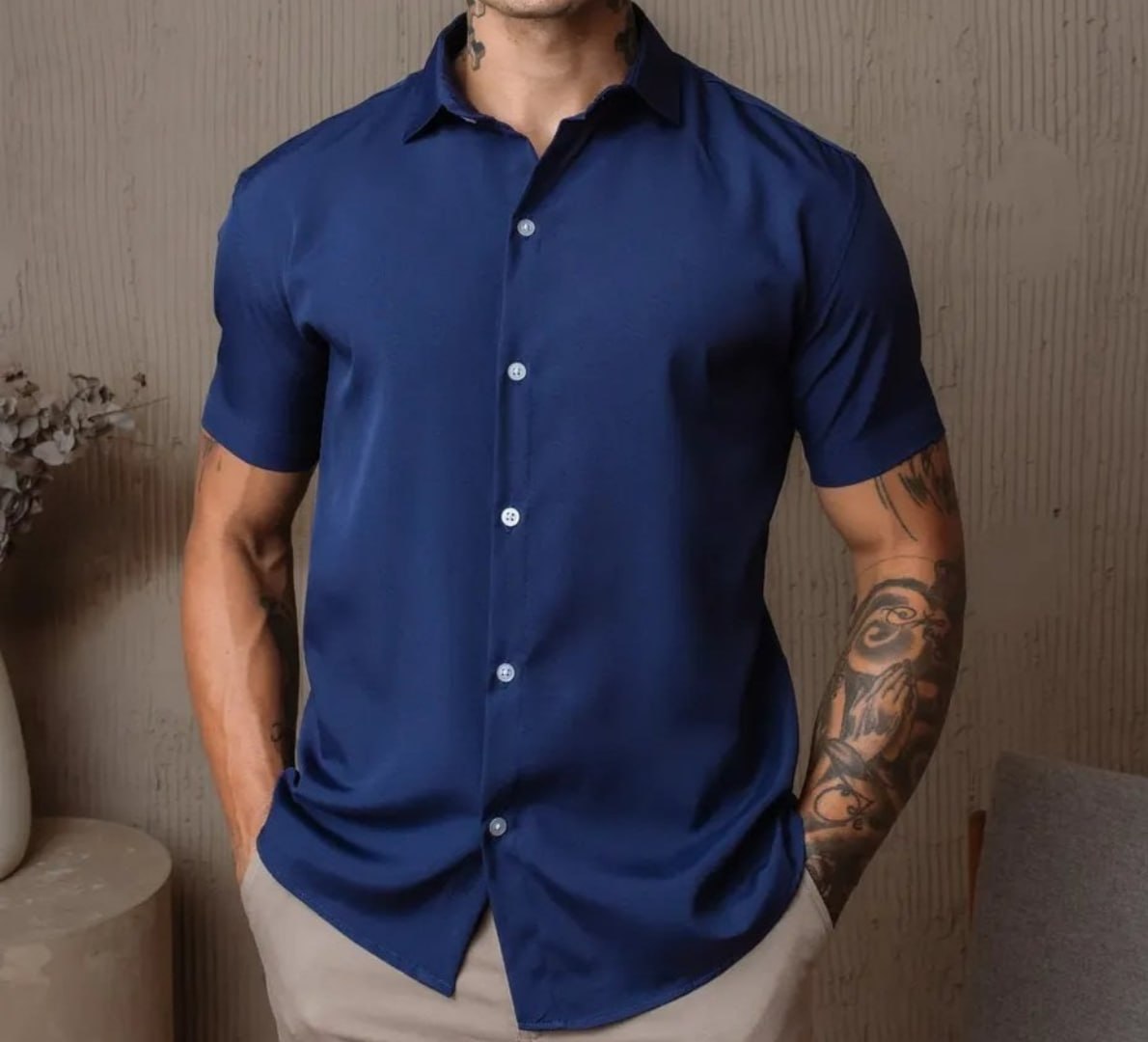👕 Camisa Social Gola Italiana (várias cores)