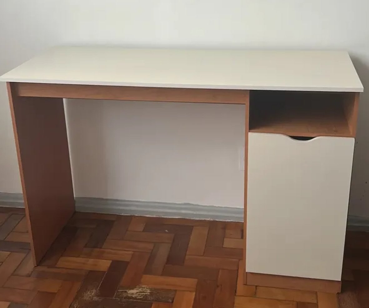 ✅ Escrivaninha 115x76x115cm com Porta e Nicho