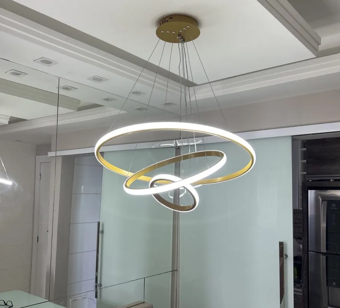 💡 Lustre Led 60w, 3 Arcos Pendente Luminária Teto