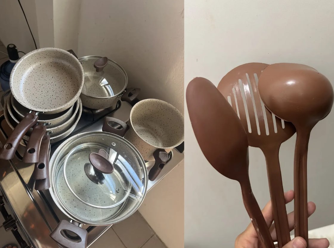 🍳 Conjunto Panelas Antiaderente 10 Peças Antiaderente Baunilha