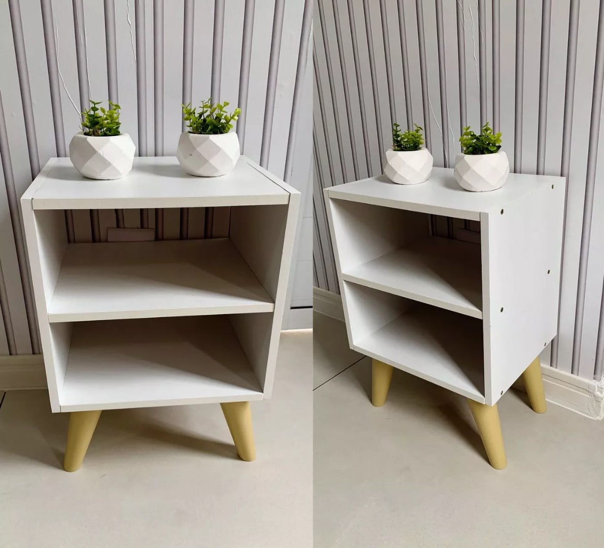 ✅ Mesa de Cabeceira Retrô Branca