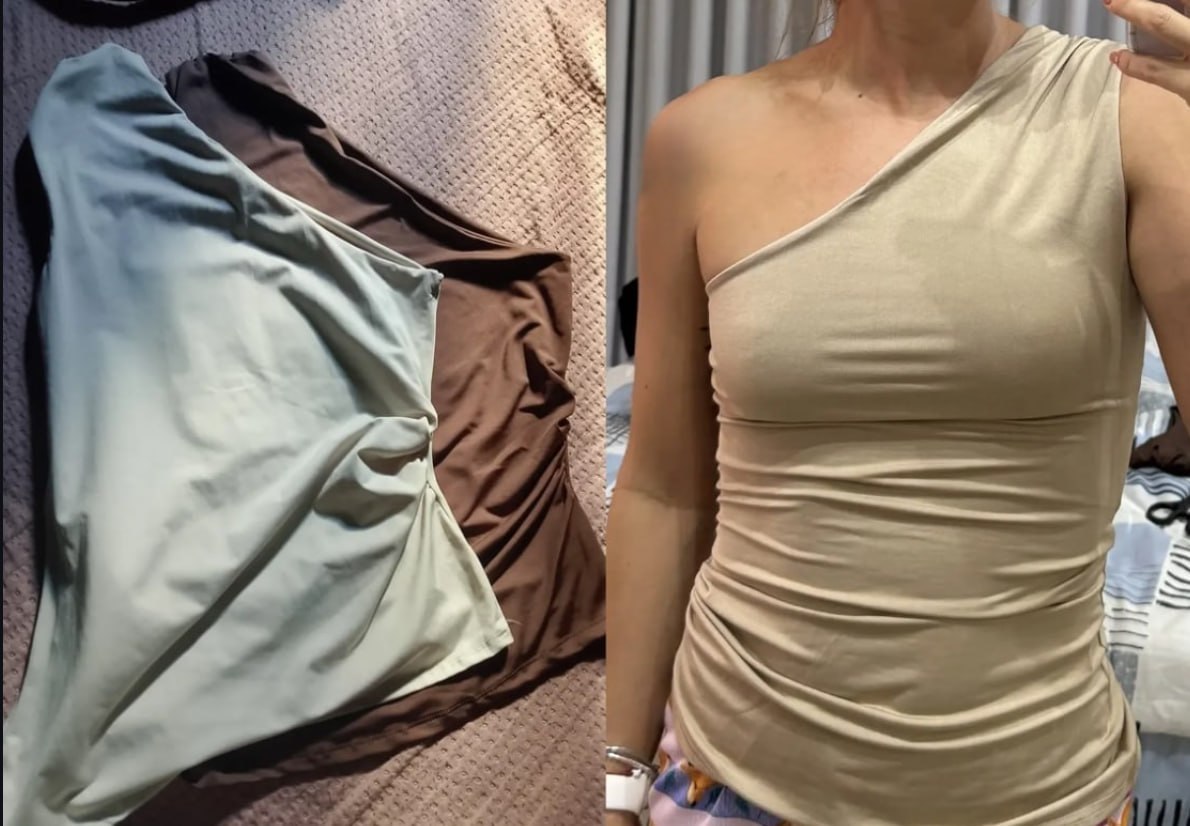 👚 Kit 2 Blusa Manga Assimétrica Casual