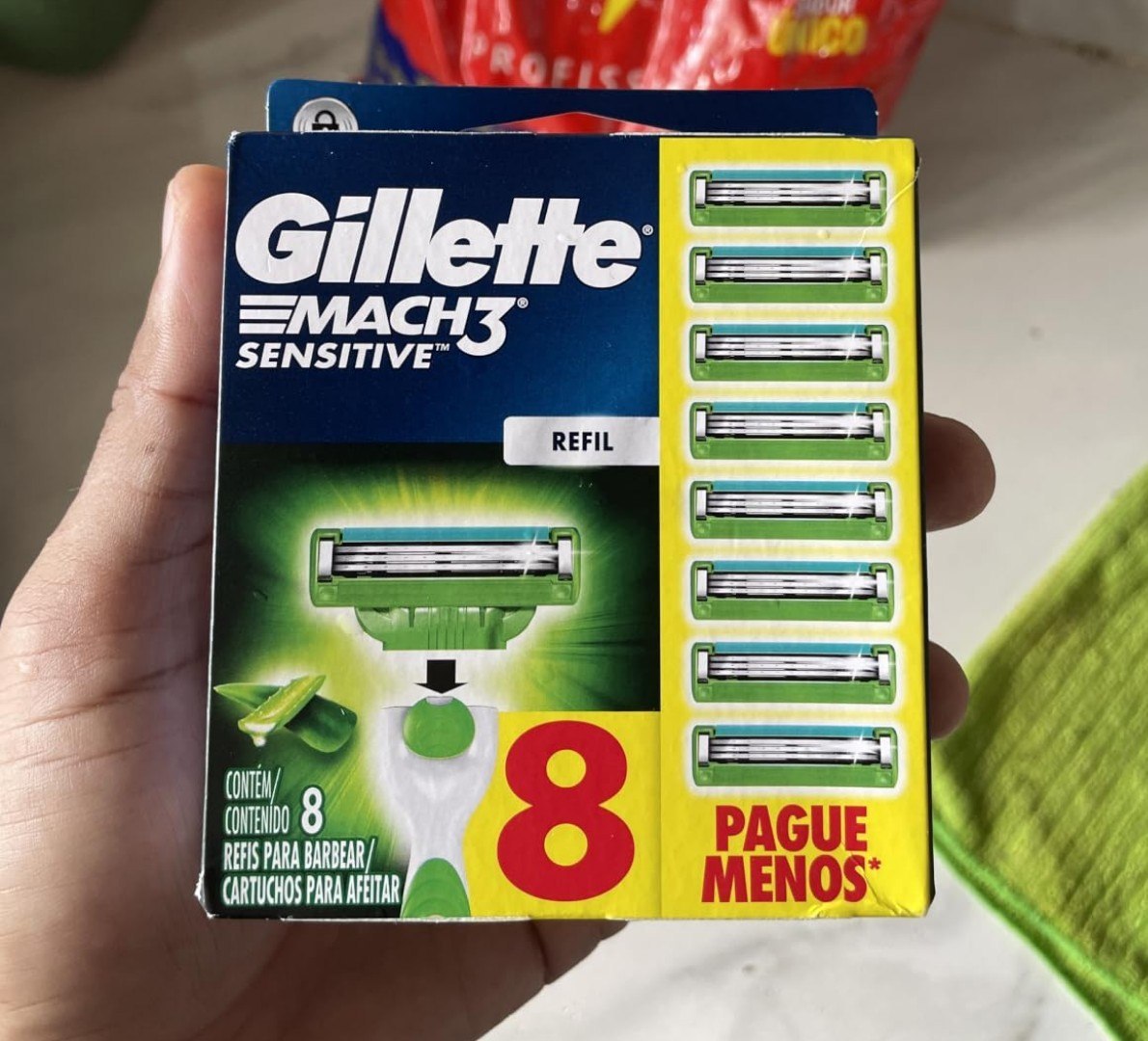 🪒 Gillette Mach3 Sensitive Carga Aparelho de Barbear com Aloe - 8 Unidades