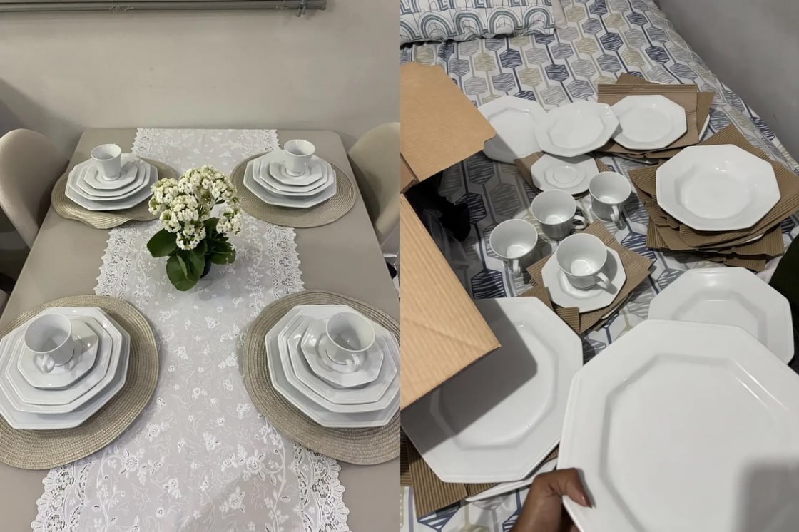 🍽 Aparelho de Jantar 20 Peças Porcelana Prisma Branco Schmidt