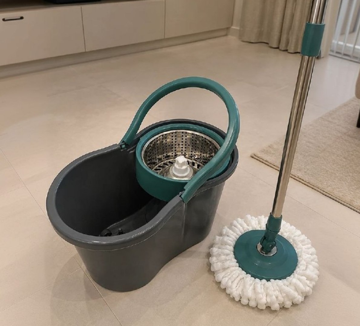 ✅ Esfregao Mop Giratório 8L com Cesto Inox e 2 Refils
