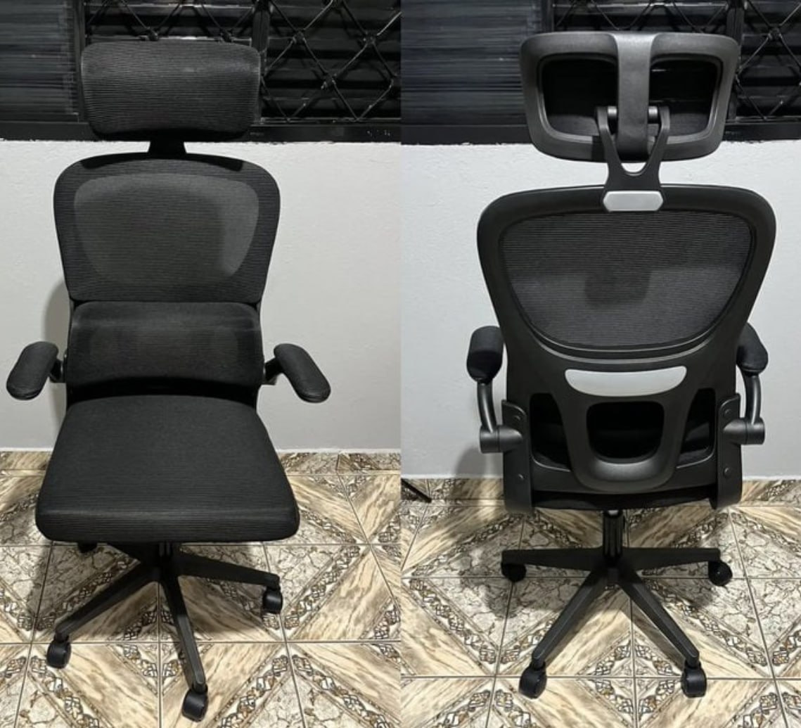 🪑 Cadeira Escritório Ergonômica Giratória Com Apoio Lombar Da Python Fly Preto Malha