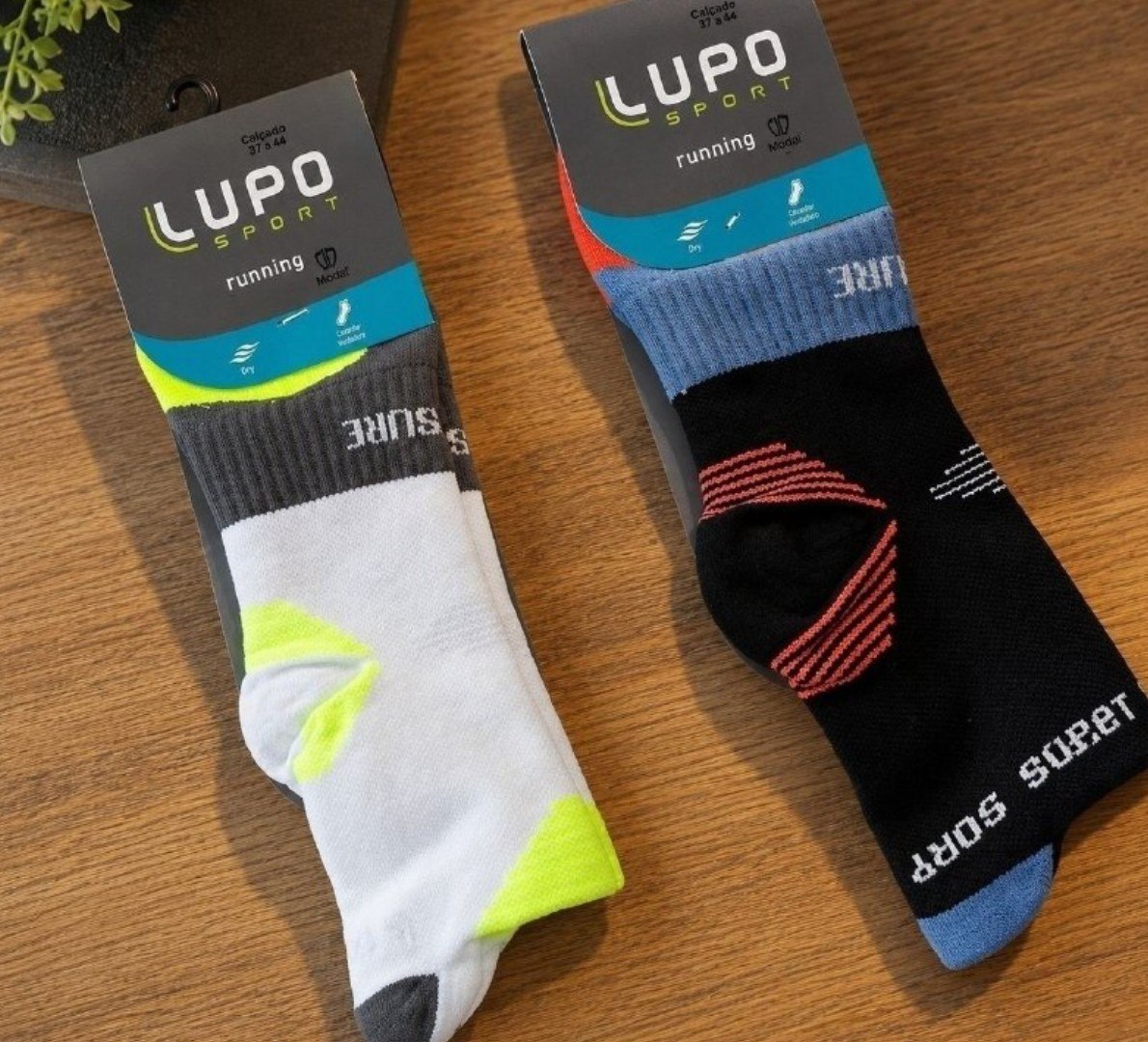 🧦 2 Meias Corrida Lupo Dry Fit Cano Médio