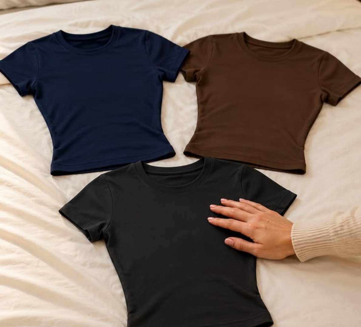 👚 KIT 03 Blusa Slim Fit Feminina Manga Curta