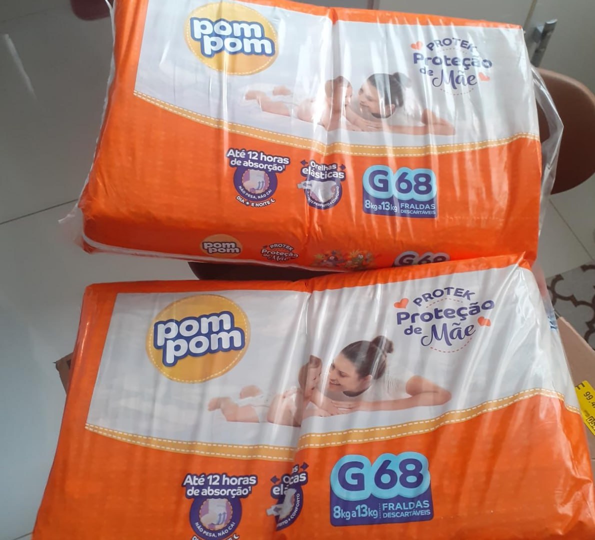 👶 Fralda Pom Pom Protek Proteção de Mãe Hiper G 68 Unidades