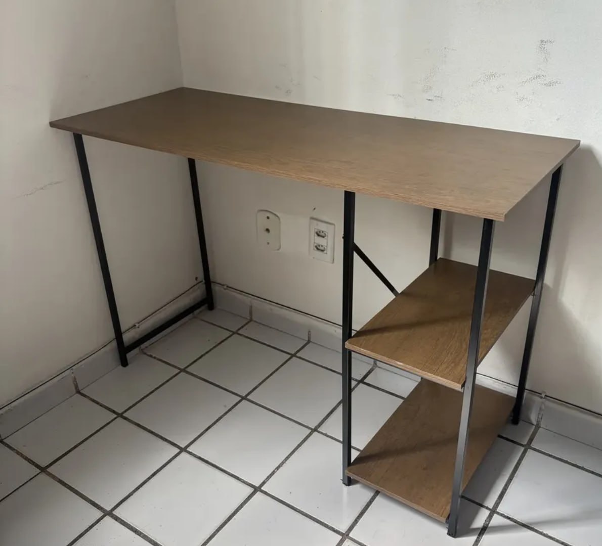 ✅ Mesa Escrivaninha Industrial Imbuia 1,10m - Klm